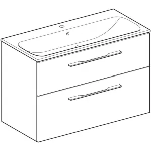Geberit Selnova Square - Umývadlová skrinka 635x988x480 mm, s umývadlom, 2 zásuvky, orech hickory 501.246.00.1