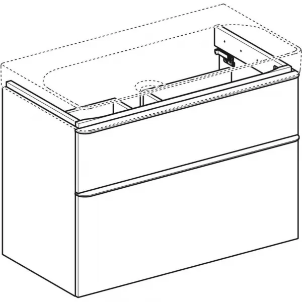 GEBERIT - Smyle Square Umývadlová skrinka, 88x47x62 cm, 2 zásuvky, lesklá biela/matná biela 500.354.00.1