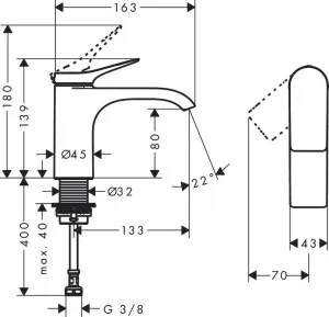 Hansgrohe Vivenis - Stojančekový ventil 80, EcoSmart, chróm 75013000