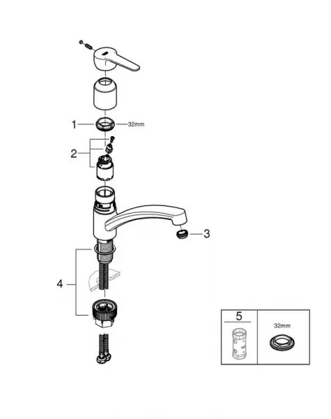 Grohe BauEco - Drezová batéria, chróm 31680000