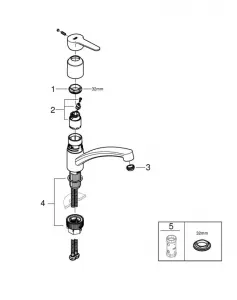 Grohe BauEco - Drezová batéria, chróm 31680000