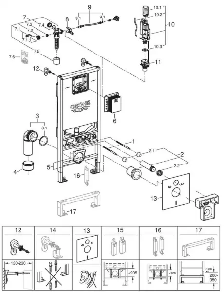 Grohe Rapid SLX - Modul na závesné WC s nádržkou, s inštalačným príslušenstvom 39598000