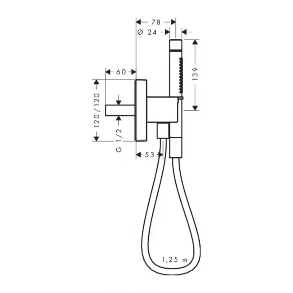 AXOR - Starck Organic Sprchová súprava 2jet, 1,25 m, chróm 12626000