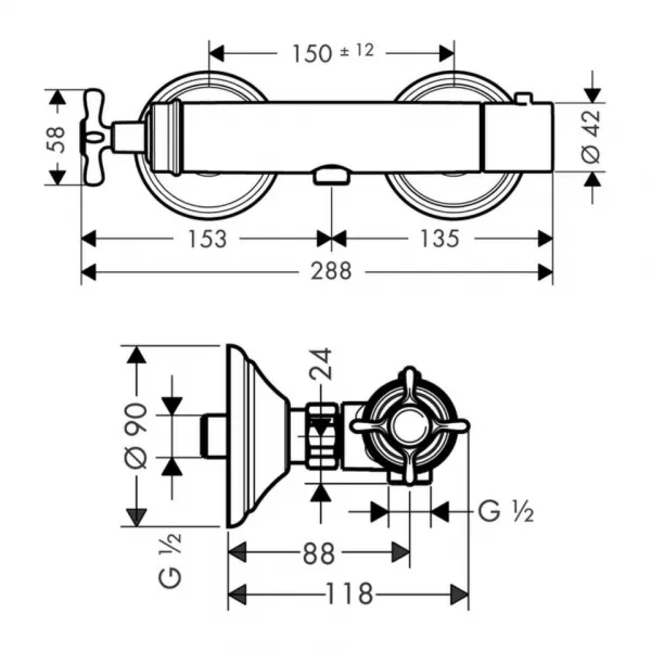 Axor Montreux - Sprchový termostat na omietku, chróm 16261000