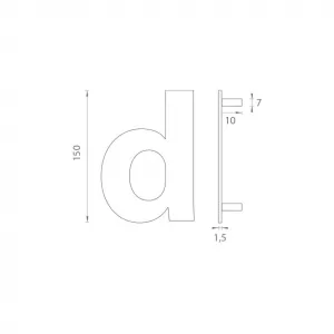 LR - DOMOVÉ PÍSMENO "d" - 150 mm NEM - nerez matná
