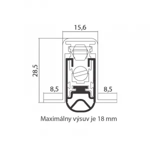 CO - 1800 XNS PRAHOVÁ VÝSUVNÁ LIŠTA dĺžka 930 mm