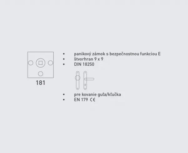 DK - MECHANICKÝ PANIKOVÝ ZÁMOK 181 - E guľa/kľučka ľavá PZ 72 mm Strieborná matná
