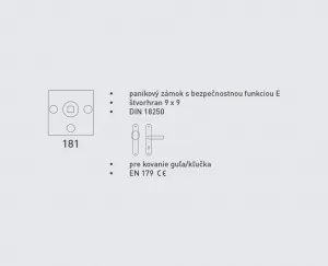 DK - MECHANICKÝ PANIKOVÝ ZÁMOK 181 - E guľa/kľučka ľavá PZ 72 mm Strieborná matná