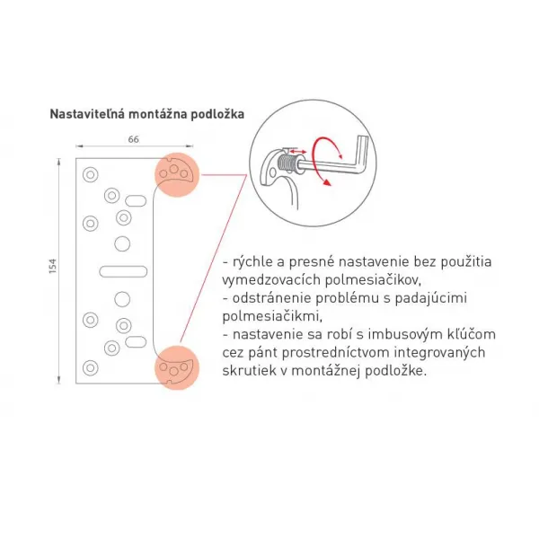 KZ - Nastaviteľná montážna podložka k závesu K2460 POB - pozink biely