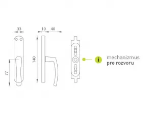 KE - MICHAELA - Rozvora STM - strieborná matná okenná rozvora s mechanizmom