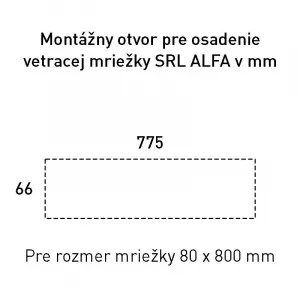 SRL - ALFA vetracia mriežka 80 x 800 mm STM - strieborná matná (C0) 80 mm 800 mm