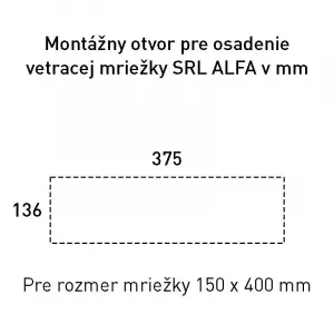 SRL - ALFA vetracia mriežka 150 x 400 mm ZLM - zlatá matná (C4) 150 mm 400 mm
