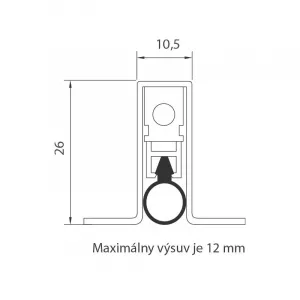 OS - ELLEN MATIC OMEGA Tesniaca lišta dĺžka 830 mm Strieborná matná