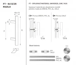 FT - MADLO kód 841Z 40x10 mm UN ks NEM - nerez matná (F60) 800 mm 40x10 mm