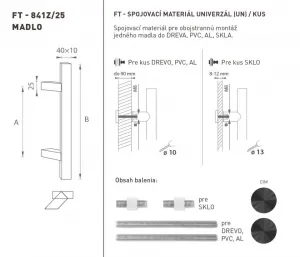 FT - MADLO kód 841Z 40x10 mm UN ks CIM - čierna matná (FNO) 210 mm 40x10 mm