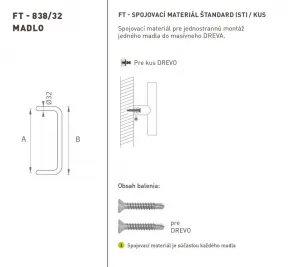 FT - MADLO kód 838 O 32 mm ST ks CIM - čierna matná (FNO) 350 mm O 32 mm