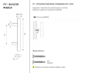 FT - MADLO kód 841Z 40x10 mm ST ks BIM - biela matná (FBO) 210 mm 40x10 mm