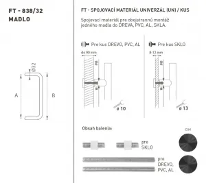 FT - MADLO kód 838 O 32 mm UN ks CIM - čierna matná (FNO) 350 mm O 32 mm