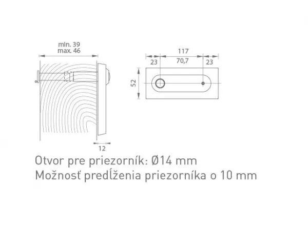 AXA - Menovka ATLAS s priezorníkom (kukátkom) STM - strieborná matná (F1)