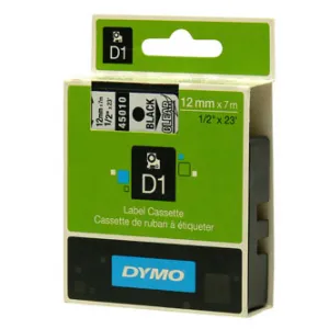 Dymo originál páska do tlačiarne štítkov, Dymo, 45010, S0720500, čierny tlač/priehľadný podklad, 7m, 12mm, D1 45010