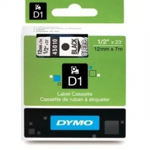 Dymo originál páska do tlačiarne štítkov, Dymo, 45010, S0720500, čierny tlač/priehľadný podklad, 7m, 12mm, D1 45010