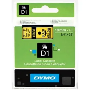 Dymo originál páska do tlačiarne štítkov, Dymo, 45808, S0720880, čierny tlač/žltý podklad, 7m, 19mm, D1 45808