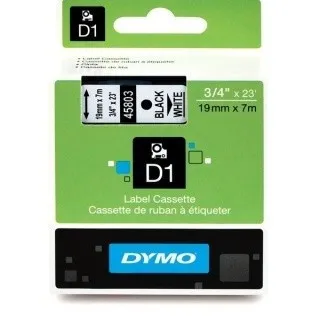 Dymo originál páska do tlačiarne štítkov, Dymo, 45803, S0720830, čierny tlač/biely podklad, 7m, 19mm, D1 45803
