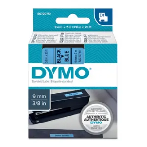 Dymo originál páska do tlačiarne štítkov, Dymo, 40916, S0720710, čierny tlač/modrý podklad, 7m, 9mm, D1 40916