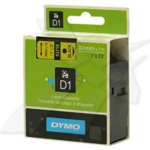 Dymo originál páska do tlačiarne štítkov, Dymo, 53718, S0720980, čierny tlač/žltý podklad, 7m, 24mm, D1 53718