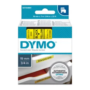 Dymo originál páska do tlačiarne štítkov, Dymo, 45808, S0720880, čierny tlač/žltý podklad, 7m, 19mm, D1 45808