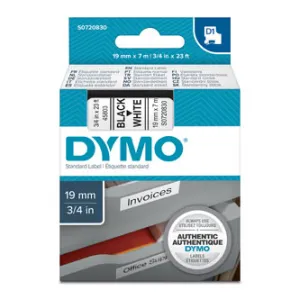 Dymo originál páska do tlačiarne štítkov, Dymo, 45803, S0720830, čierny tlač/biely podklad, 7m, 19mm, D1 45803