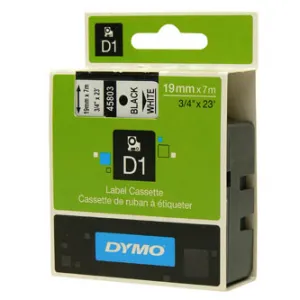 Dymo originál páska do tlačiarne štítkov, Dymo, 45803, S0720830, čierny tlač/biely podklad, 7m, 19mm, D1 45803