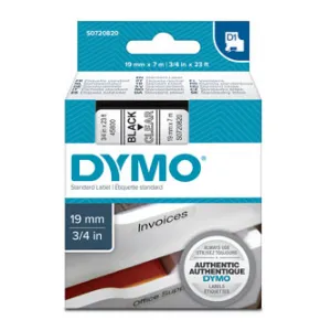 Dymo originál páska do tlačiarne štítkov, Dymo, 45800, S0720820, čierny tlač/priehľadný podklad, 7m, 19mm, D1 45800