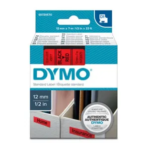 Dymo originál páska do tlačiarne štítkov, Dymo, 45017, S0720570, čierny tlač/červený podklad, 7m, 12mm, D1 45017