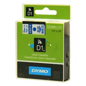 Dymo originál páska do tlačiarne štítkov, Dymo, 45014, S0720540, modrý tlač/biely podklad, 7m, 12mm, D1 45014