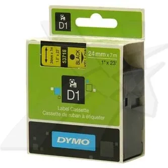 Dymo originál páska do tlačiarne štítkov, Dymo, 53718, S0720980, čierny tlač/žltý podklad, 7m, 24mm, D1 53718
