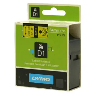 Dymo originál páska do tlačiarne štítkov, Dymo, 53718, S0720980, čierny tlač/žltý podklad, 7m, 24mm, D1 53718