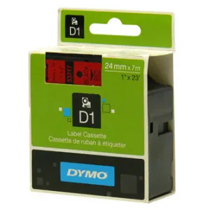 Dymo originál páska do tlačiarne štítkov, Dymo, 53717, S0720970, čierny tlač/červený podklad, 7m, 24mm, D1 53717