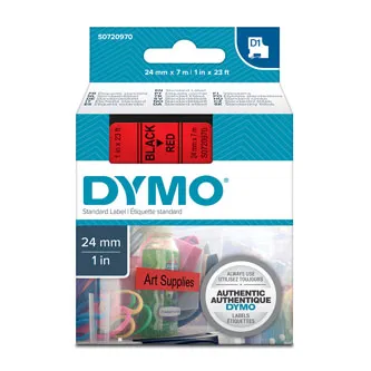Dymo originál páska do tlačiarne štítkov, Dymo, 53717, S0720970, čierny tlač/červený podklad, 7m, 24mm, D1 53717