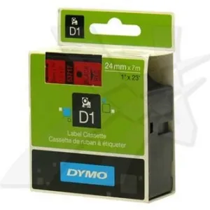 Dymo originál páska do tlačiarne štítkov, Dymo, 53717, S0720970, čierny tlač/červený podklad, 7m, 24mm, D1 53717
