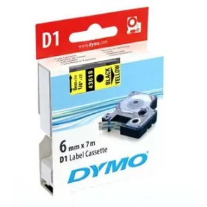 Dymo originál páska do tlačiarne štítkov, Dymo, 43618, S0720790, čierny tlač/žltý podklad, 7m, 6mm, D1 43618