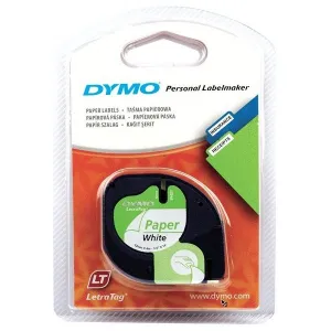 Dymo LetraTag 59421, S0721500, 12mm x 4m čierna tlač / biely podklad, originálná páska