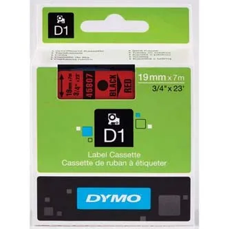 Dymo originál páska do tlačiarne štítkov, Dymo, 45807, S0720870, čierny tlač/červený podklad, 7m, 19mm, D1 45807