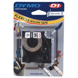 Dymo originál páska do tlačiarne štítkov, Dymo, 16957, S0718040, čierny tlač/biely podklad, 3.5m, 12mm, D1 špeciálna - flexibilná 16957