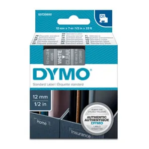 Dymo originál páska do tlačiarne štítkov, Dymo, 45020, S0720600, biely tlač/transparentná podklad, 7m, 12mm, D1 45020