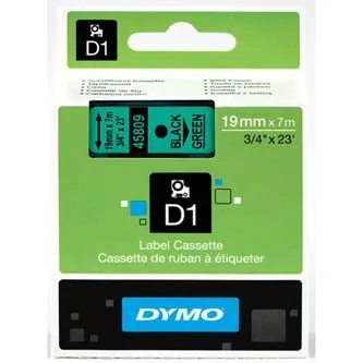 Dymo originál páska do tlačiarne štítkov, Dymo, 45809, S0720890, čierny tlač/zelený podklad, 7m, 19mm, D1 45809