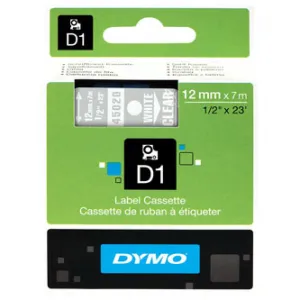 Dymo originál páska do tlačiarne štítkov, Dymo, 45020, S0720600, biely tlač/transparentná podklad, 7m, 12mm, D1 45020