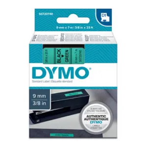 Dymo originál páska do tlačiarne štítkov, Dymo, 40919, S0720740, čierny tlač/zelený podklad, 7m, 9mm, D1 40919