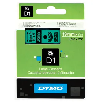Dymo originál páska do tlačiarne štítkov, Dymo, 45809, S0720890, čierny tlač/zelený podklad, 7m, 19mm, D1 45809