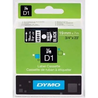 Dymo originál páska do tlačiarne štítkov, Dymo, 45811, S0720910, biely tlač/čierny podklad, 7m, 19mm, D1 45811